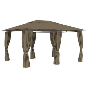 vidaXL Vrtni &scaron;ator sa zavjesama 4 x 3 m smeđe-sivi 180 g/m&sup2;