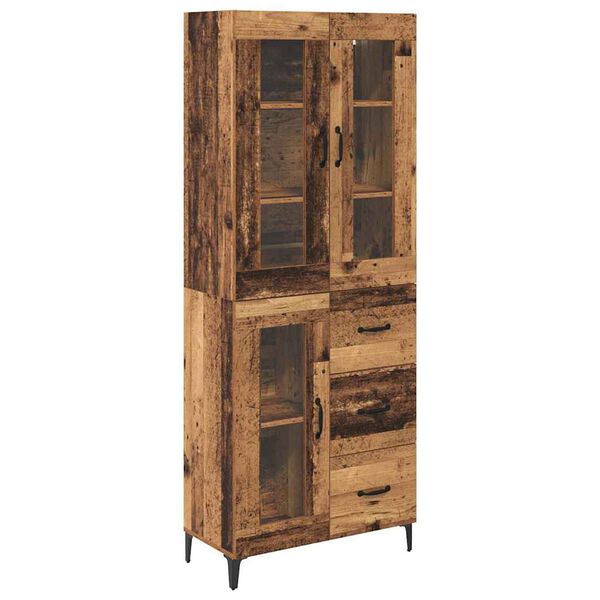 vidaXL Highboard Zidne Staro drvo 69,5 x 34 x 180 cm Konstruirano drvo