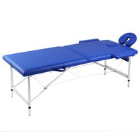 vidaXL Plavi sklopivi stol za masažu s 2 zone i aluminijskim okvirom