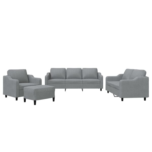 vidaXL 4-dijelni set sofa s jastucima svjetlosivi od tkanine