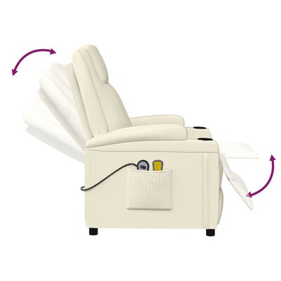 vidaXL Električna masažna fotelja od umjetne kože krem bijela