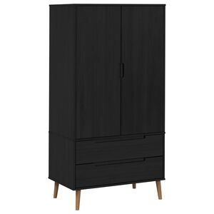 vidaXL Ormarić MOLDE Crna 90 x 55 x 175 cm Masivna borovina