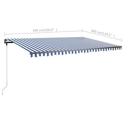 vidaXL Samostojeća tenda na ručno uvlačenje 500 x 300 cm plavo-bijela