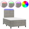 vidaXL Krevet box spring s madracem LED svjetlosivi 120x190 cm tkanina