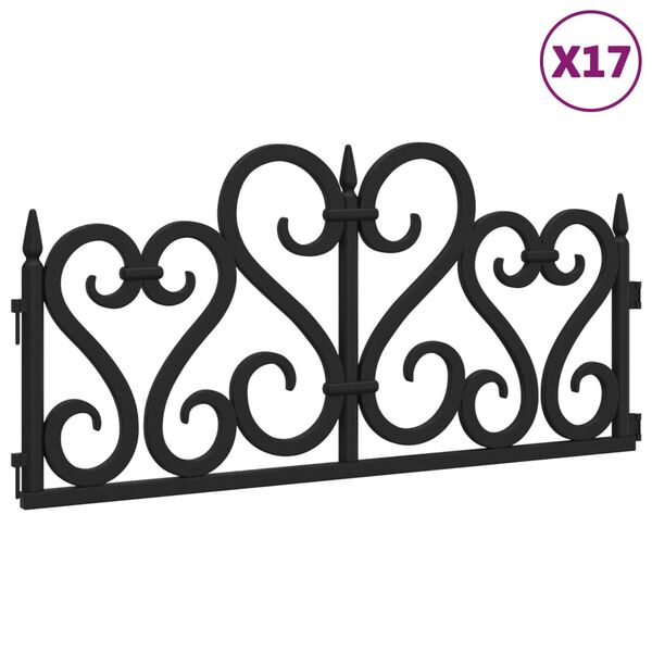 vidaXL Rubnjaci za travnjak 17 kom crni 10 m PP