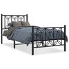 vidaXL Metalni okvir kreveta uzglavlje i podnožje crni 90 x 200 cm