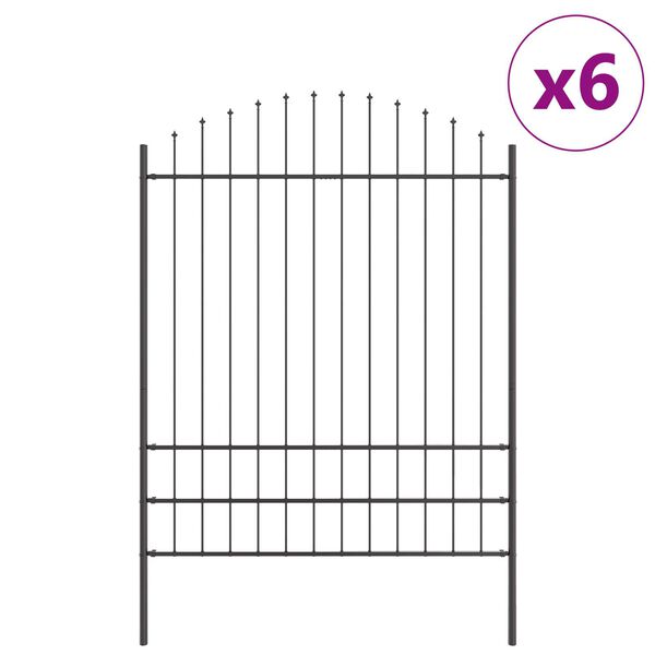 vidaXL Vrtna Ograda 6 pcs Siva 170 x 225 cm Čelik s prahom premazan
