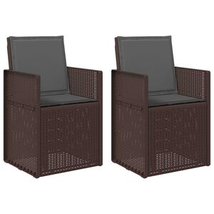 vidaXL Vrtne stolice za blagovanje 2 pcs Smeđa i antracit PP