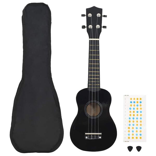 vidaXL Set dječjeg ukulelea Soprano s torbom crni 21 "