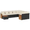 vidaXL 10-dijelni set vrtnih sofa s jastucima crni od poliratana