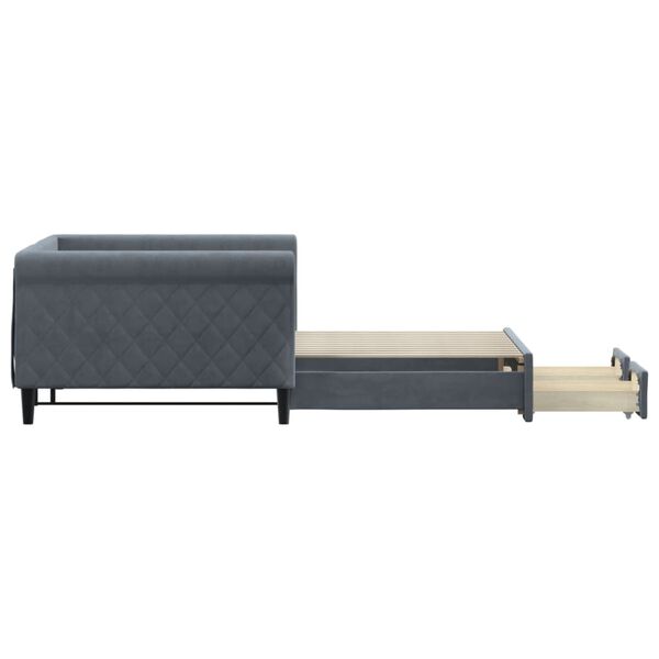 vidaXL Dnevni krevet na razvlačenje i ladice tamnosivi 100 x 200 cm