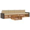 vidaXL Set vanjskih sofa 5 pcs Prirodna i bež Čvrsto drvo akacije