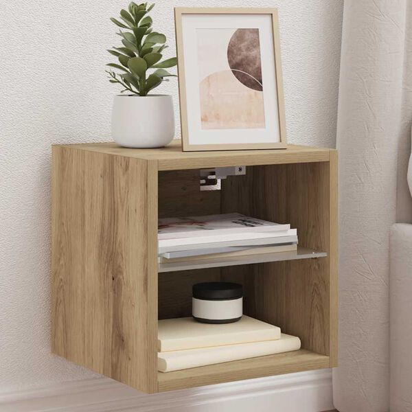 vidaXL TV zidni ormarić s LED svjetlima Artisan hrast 30x28,5x30 cm