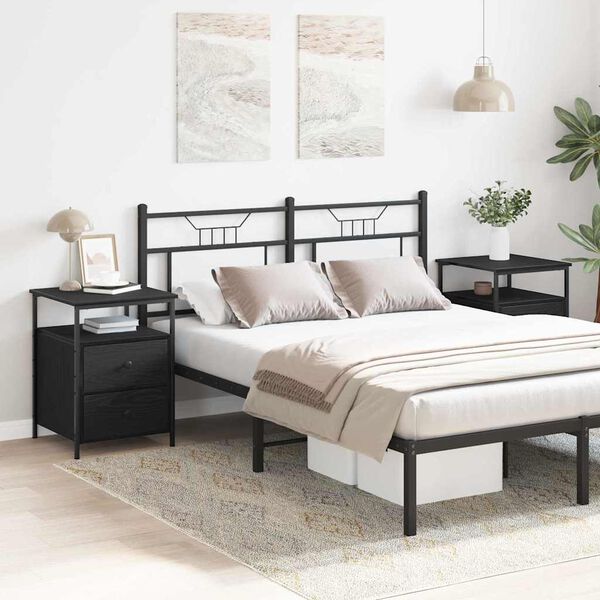 vidaXL Noćni ormar s ladicama 2 pcs Crni hrast 34 x 35,5 x 50 cm