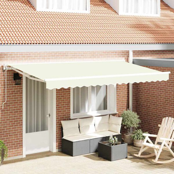 vidaXL Skrovita tenda Krema 400 x 200 cm Poliester i metal