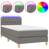 vidaXL Krevet box spring s madracem LED tamnosivi 90x190 cm tkanina