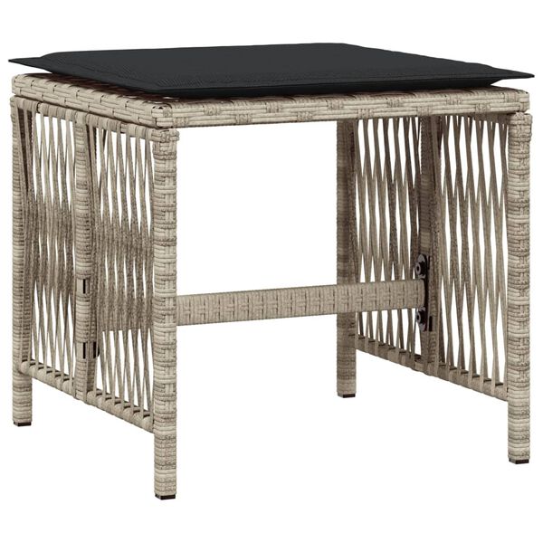 vidaXL 9-dijelni vrtni blagovaonski set od poliratana s jastucima sivi