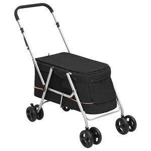 vidaXL Sklopiva kolica za pse crna 100 x 49 x 96 cm od lanene tkanine