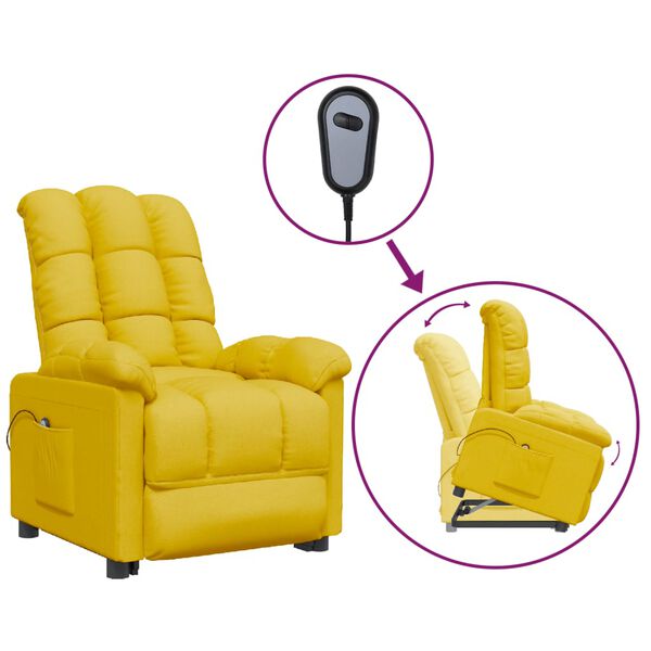 vidaXL Fotelja na podizanje od tkanine žuta