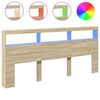 vidaXL Ormarić za uzglavlje s LED svjetlima boja hrasta 220x17x102 cm