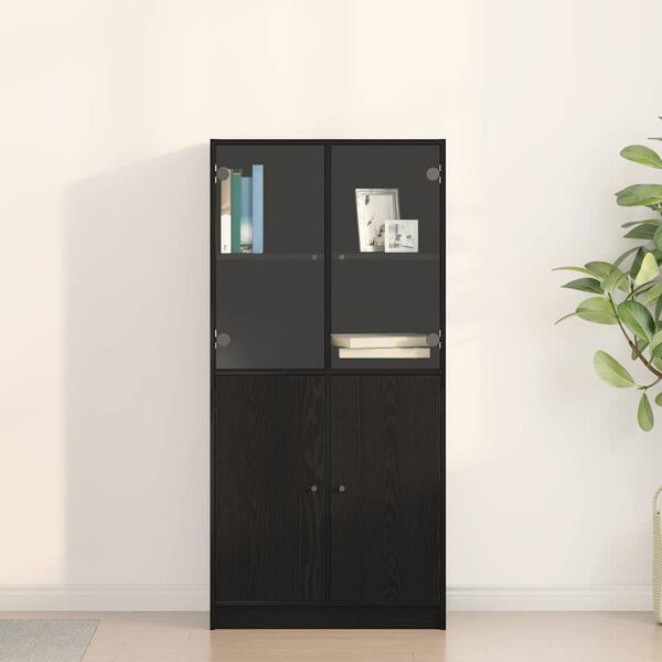 vidaXL Highboard Crni hrast 68 x 37 x 142 cm