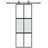 vidaXL Klizna vrata crna 76x205 cm od kaljenog stakla i aluminija