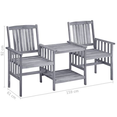 vidaXL Vrtne stolice s čajnim stolićem 159 x 61 x 92 bagremovo drvo