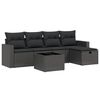 vidaXL 6-dijelni set vrtnih sofa s jastucima crni od poliratana