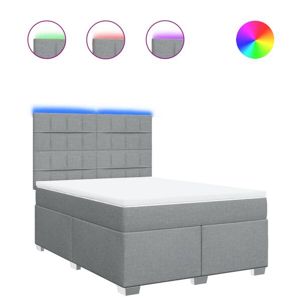 vidaXL Krevet s oprugama i madracem svjetlosivi 140x190 cm od tkanine