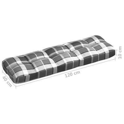vidaXL Jastuk za sofu od paleta sivi karirani 120 x 40 x 10 cm