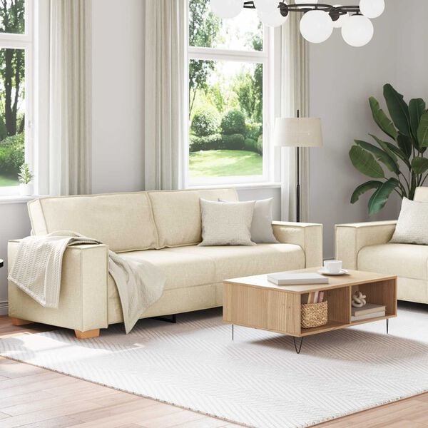 vidaXL Sofa 2 pcs Bež 220 x 80 x 84 cm Platnasta tkanina