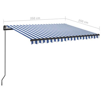 vidaXL Automatska tenda sa senzorom LED 3,5 x 2,5 m plavo-bijela