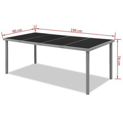vidaXL Vrtni stol 190 x 90 x 74 cm crni čelični