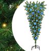 vidaXL Umjetna božićna jelka naopačke sa setom kuglica Zelena 120 cm