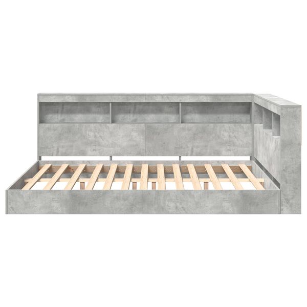 vidaXL Krevet s policama Beton siva 140 x 200 cm Konstruirano drvo