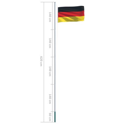 vidaXL Njemačka zastava s aluminijskim stupom 6,2 m