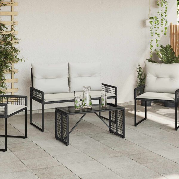 vidaXL Vanjski stol Crna 80 x 40 x 40 cm PE Rattan i Staklo