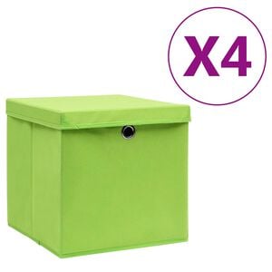 vidaXL Kutije za pohranu s poklopcima 4 kom 28 x 28 x 28 cm zelene
