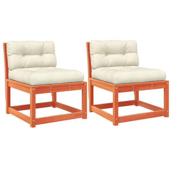 vidaXL Vrtne sofe s jastucima 2 kom voštano smeđe od masivne borovine