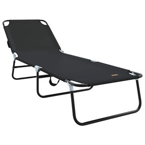 vidaXL Sklopiva ležaljka za sunčanje Crna 188 x 57 x 86,5 cm Poliester