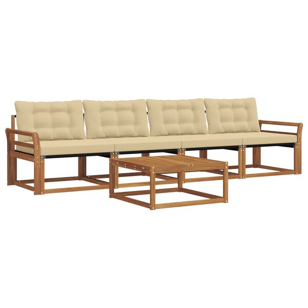 vidaXL Set vanjskih sofa s jastukom 5 pcs Prirodna i bež