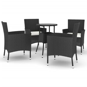 vidaXL 5-dijelni vrtni bistro set od poliratana s jastucima crni