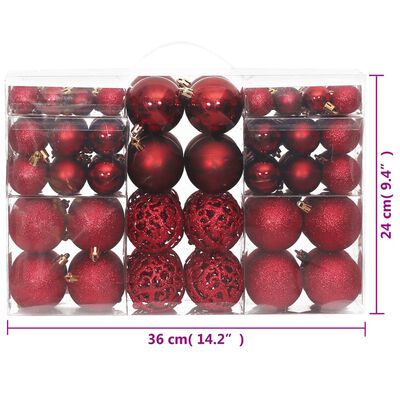 vidaXL Božićne kuglice 100 kom crvena boja vina 3/4/6 cm