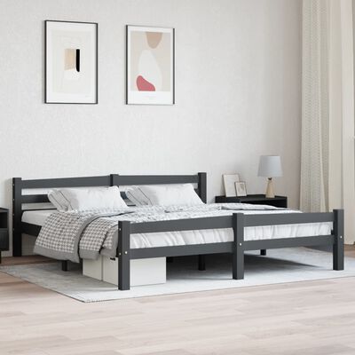 vidaXL Okvir za krevet od masivne borovine tamnosivi 180 x 200 cm