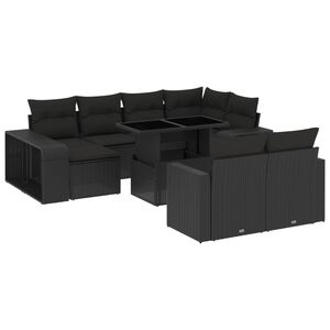 vidaXL 11-dijelni set vrtnih sofa od poliratana s jastucima crni