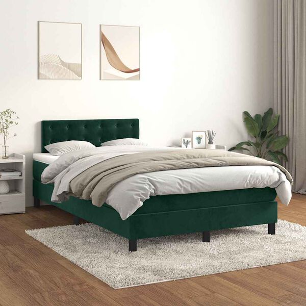 vidaXL Krevet box spring s madracem tamnozeleni 120x190 cm bar&scaron;unasti