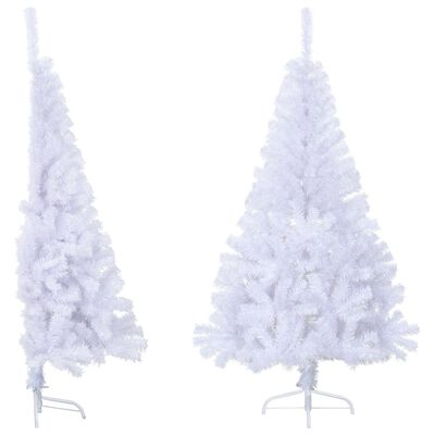 vidaXL Umjetna polovica božićnog drvca sa stalkom bijela 150 cm PVC