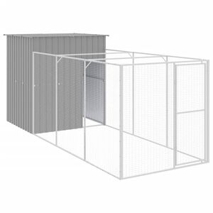 vidaXL Kućica za pse s igrali&scaron;tem svjetlosiva 165x455x181 cm čelična