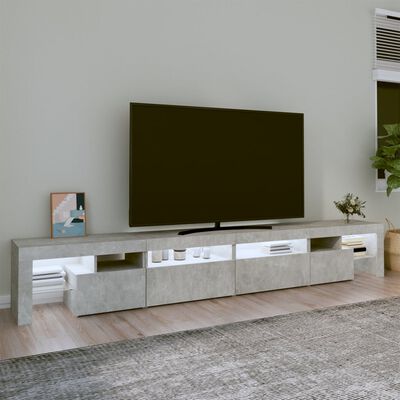 vidaXL TV ormarić s LED svjetlima siva boja betona 260x36,5x40 cm