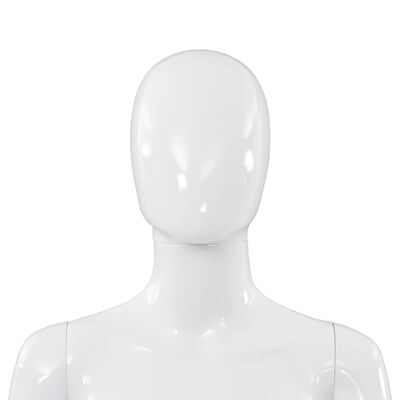 vidaXL Ženska lutka za izlog sa staklenim postoljem bijela sjajna 175 cm